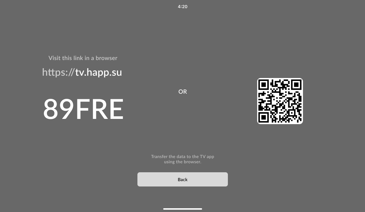 Экран Web Import на Android TV